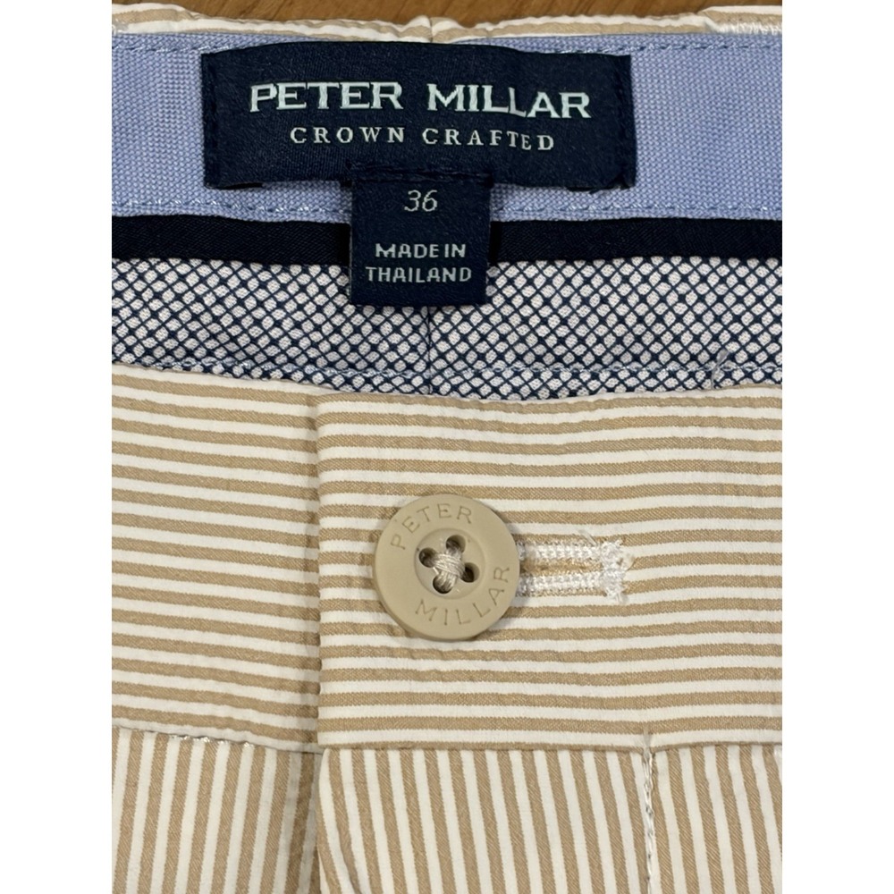 Peter Millar Crown Crafted Matlock Seersucker Shorts Size 36 Summer Dune Striped